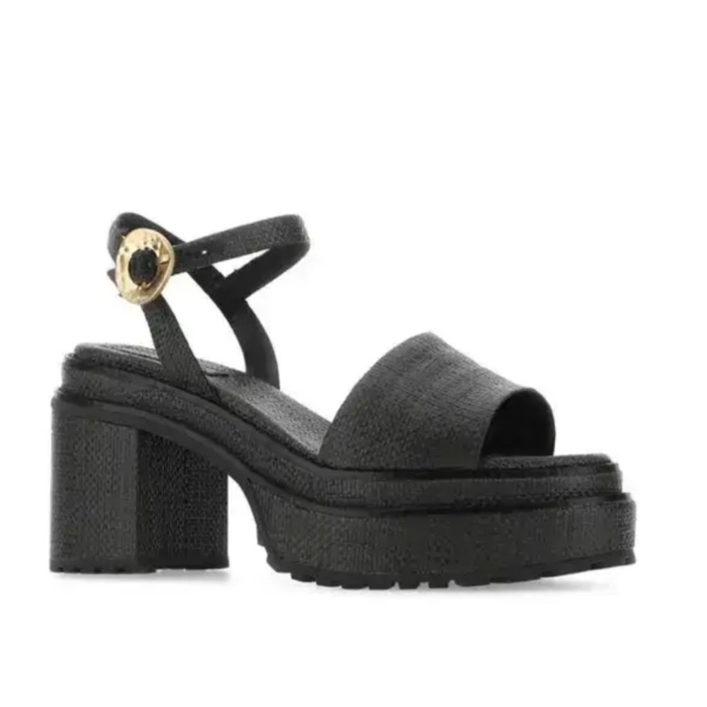 Cult Gaia Sandals Azariah Platform in Raffia Black